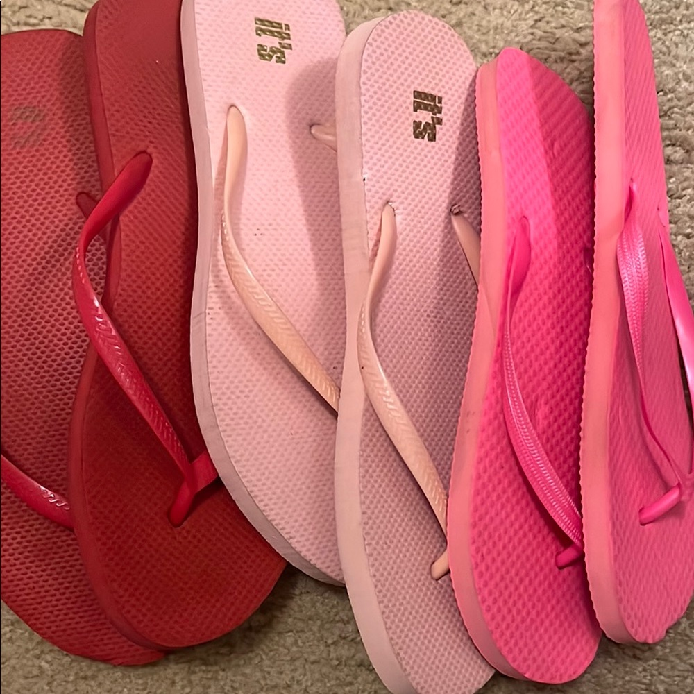 Women's hot Pink,light pink and Red Flip Flops
